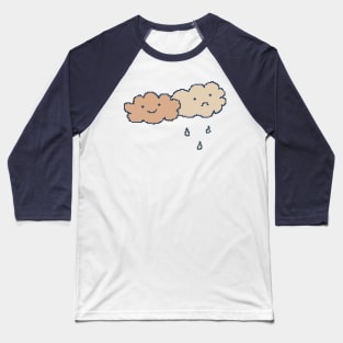 Moody Happy And Sad Clouds Pixel Art Baseball T-Shirt